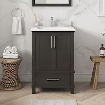 allen + roth Ridge 24-in Espresso Undermount Single Sink Bathroom Vanity with White Engineered St... | Lowe's