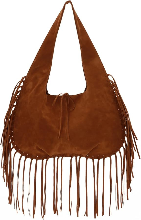 Emprier vintage Fringe Shoulder Bags for Women Western Hobo Handbags Vegan Faux Suede Leather Tas... | Amazon (US)