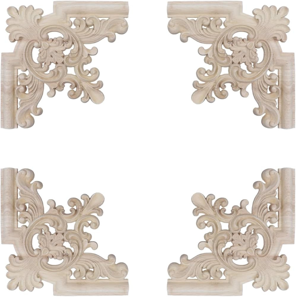 LC LICTOP Oak Wood Applique Onlays, Unfinished Carved Decorative Overlay for DIY Furniture, Cabin... | Amazon (US)