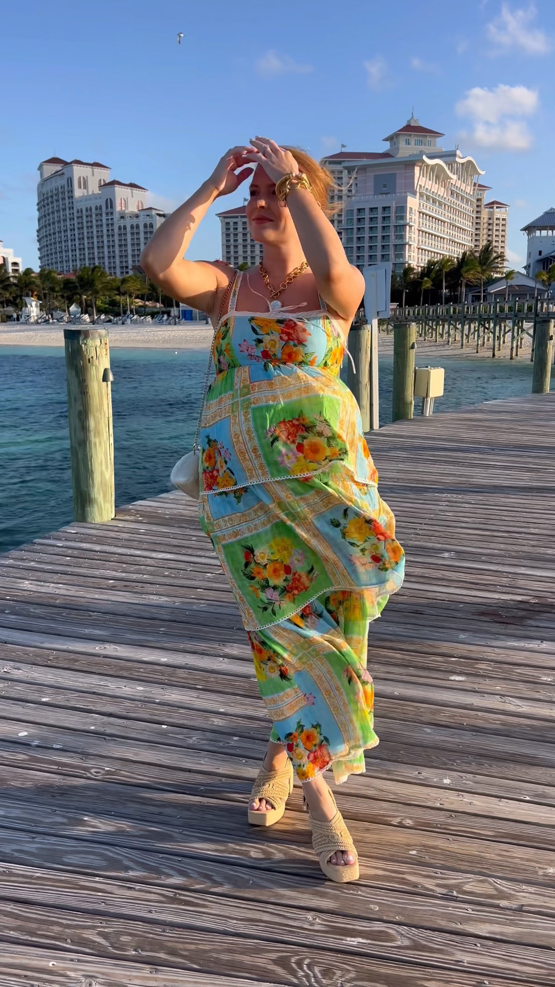 Vacation dinner outfit🌺🍍 I love this layered dress for a tropical evening! It fit the bump perfectly as the waist is stretchy and flowy!!

#LTKTravel #LTKBump #LTKWatchNow