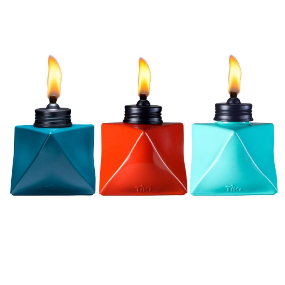 3pk 4.25"" Glass Prism Patio Table Torch Blue/Red/Teal - TIKI | Target