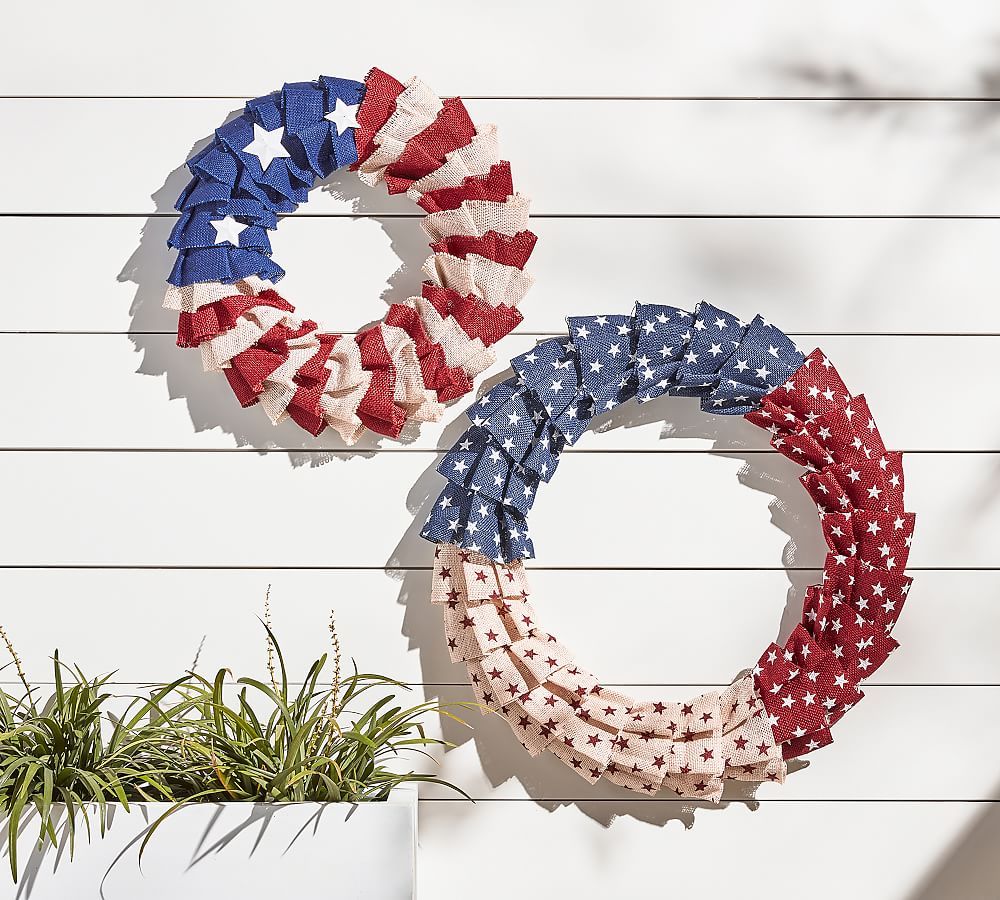 Liberty Handcrafted Burlap Wreath | Pottery Barn (US)
