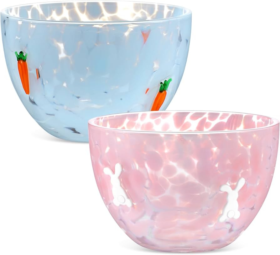 FoldTier 2 Pcs Easter Bunny Candy Bowls Dish, 14oz Spring Carrot Rabbit Serving Bowls Double Old ... | Amazon (US)