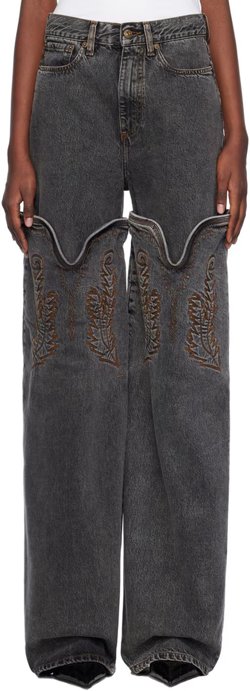 Black Maxi Cowboy Cuff Jeans | SSENSE