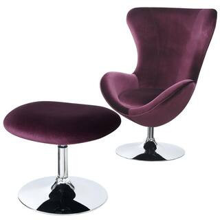 Eloise Contemporary Purple with Ottoman Metal Chair | The Home Depot