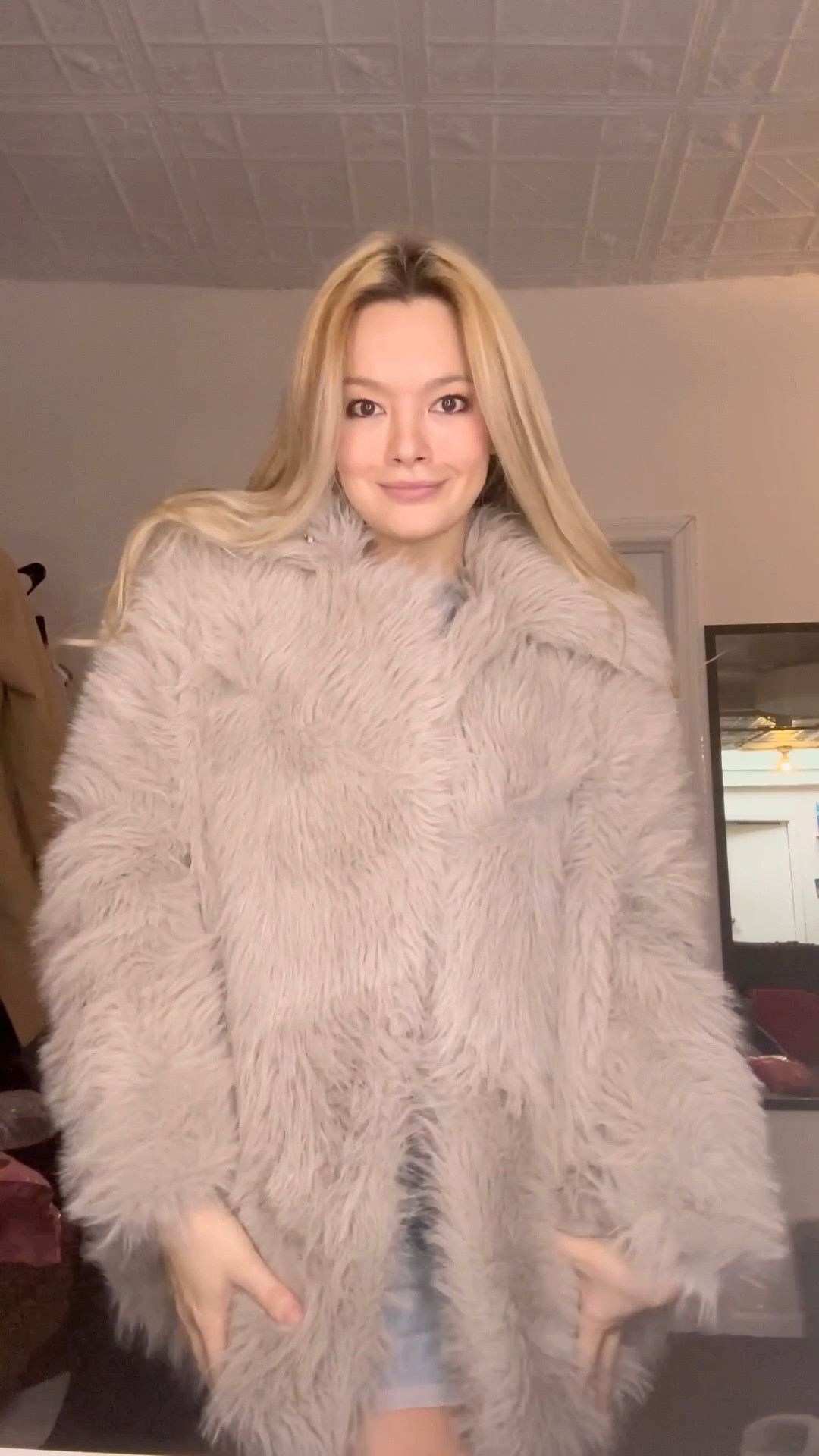 LOVE THIS FAUX FURRRR BY ASTR!!!! I’ve never seen anything so fabulous in my life!😍#LTKMostLoved 

#LTKmidsize #LTKsalealert