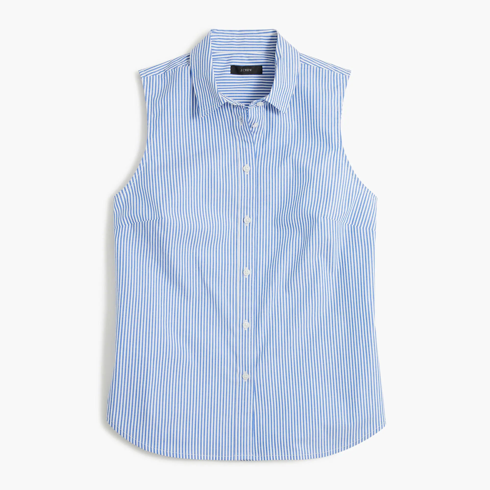 Sleeveless signature fit shirt in banker stripe | J.Crew Factory