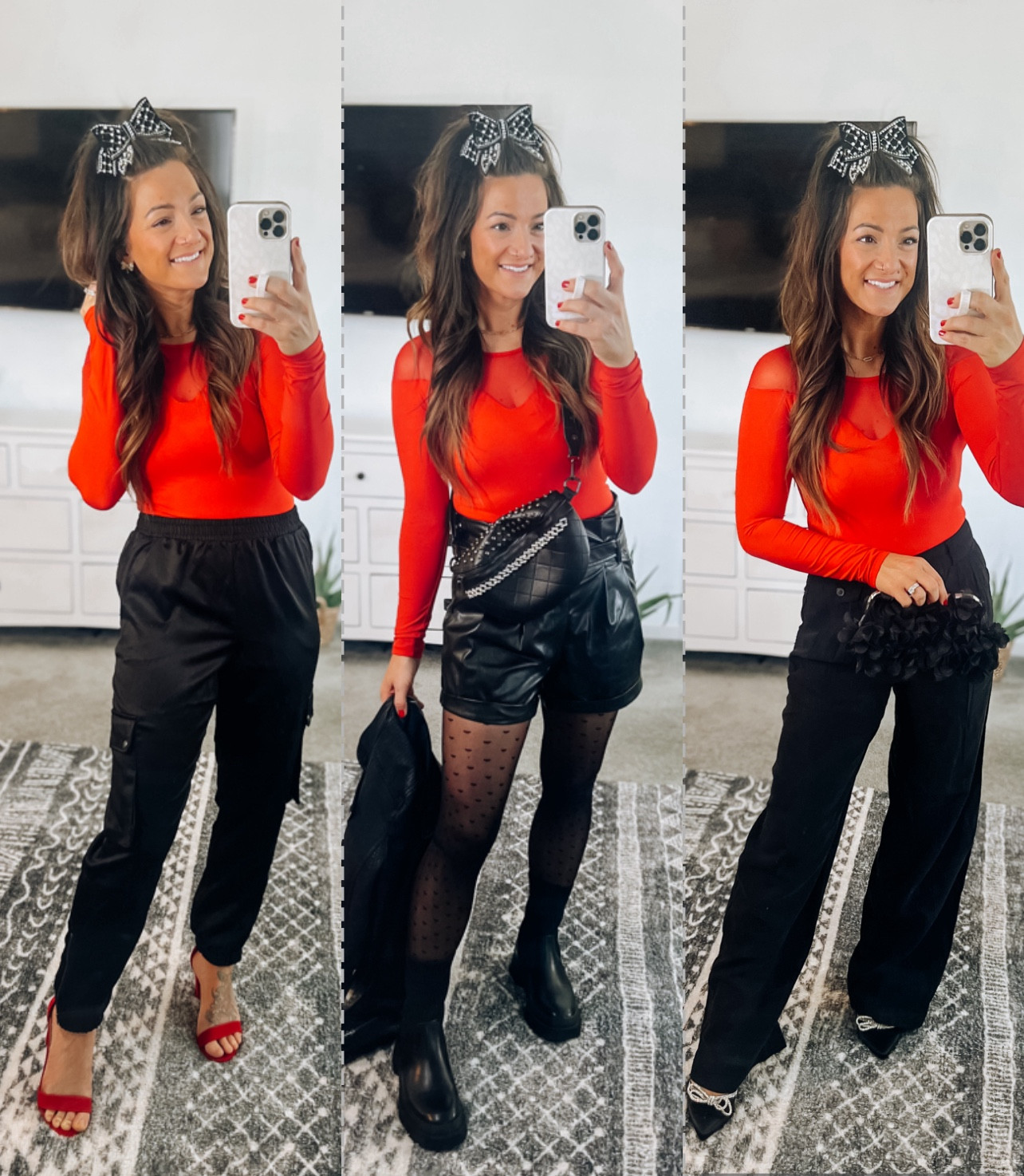 Holiday outfit inspo featuring my fav bodysuits on Amazon! Love the sweetheart neckline and mesh detail! True to size and so soft! My shorts were sold out so I linked a few other options!

#LTKHoliday #LTKstyletip #LTKfindsunder50