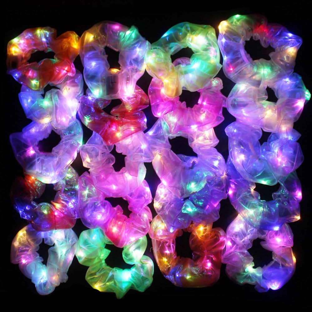 20PCS LED Scrunchies, Light up Hair Scrunchy, Women Luminous Hair Strands, Colorful Meteor Yarn H... | Amazon (US)