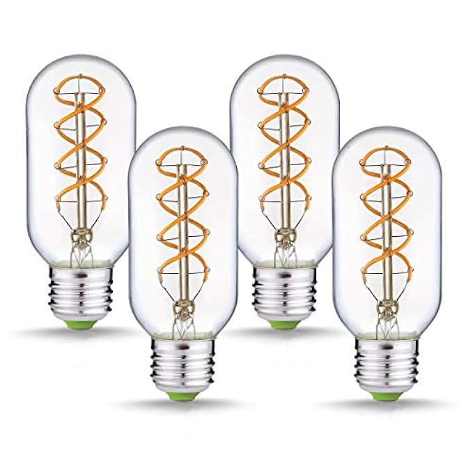 Jslinter Vintage Edison LED Light Bulbs, 4W Dimmable Antique T14(T45) Style Bulb, Spiral Long Filame | Amazon (US)