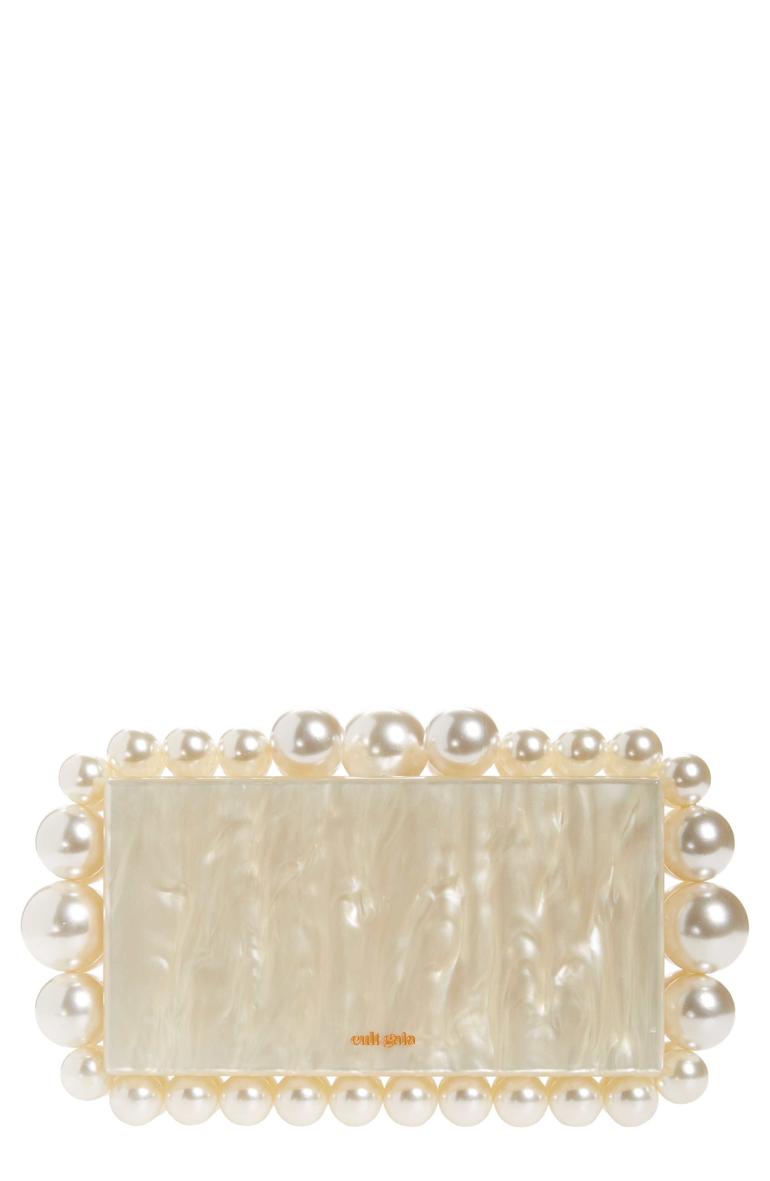 Cult Gaia Eos Beaded Acrylic Box Clutch in Ivory at Nordstrom | Nordstrom