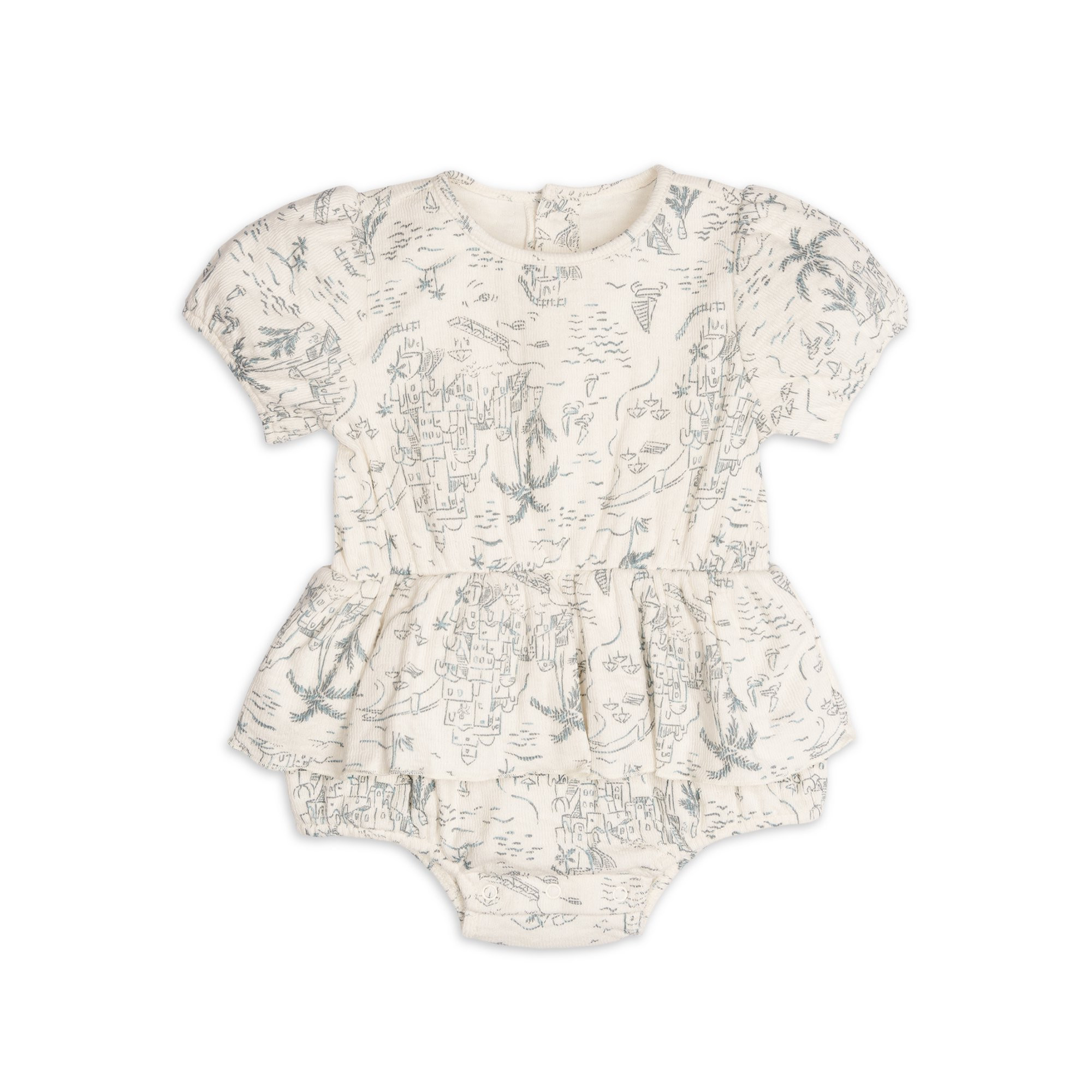 Modern Moments By Gerber Baby Girl Cotton Romper with Waistline Ruffle, Sizes 0/3 Months - 24 Mon... | Walmart (US)