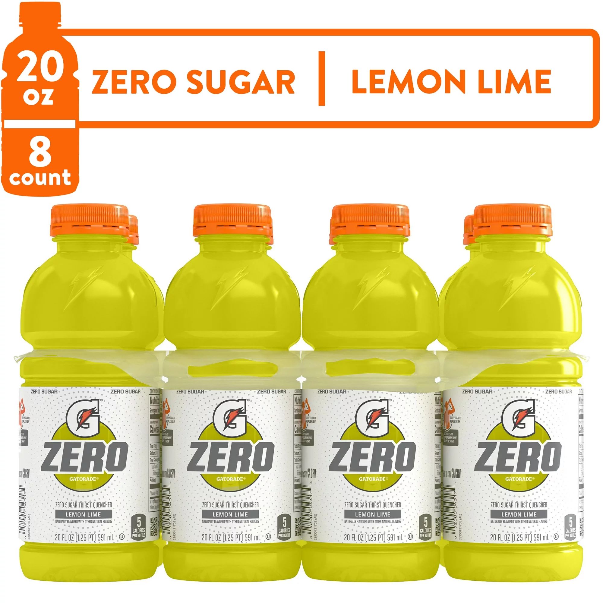 Gatorade G Zero Sugar Lemon Lime Thirst Quencher Sports Drink, 20 oz, 8 Pack Bottles | Walmart (US)