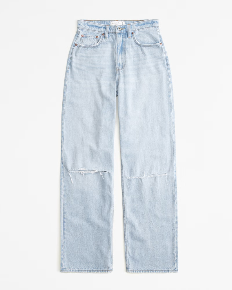 Abercrombie & Fitch Women's High Rise Loose Jean in Light Destroy - Size 32 LONG | Abercrombie & Fitch (US)