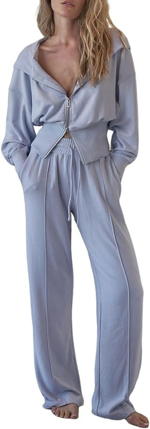 Herseas Womens 2 Piece Casual Outfit Workout Hoodie Sweatsuits with Sweatpant Travel Airport Trac... | Amazon (US)