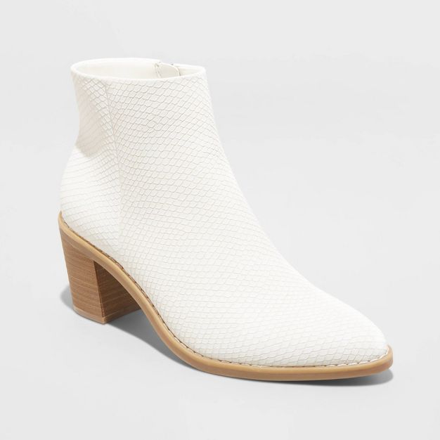 Women&#39;s Malby Low Shaft Heeled Boots - Universal Thread&#8482; Off-White 6 | Target