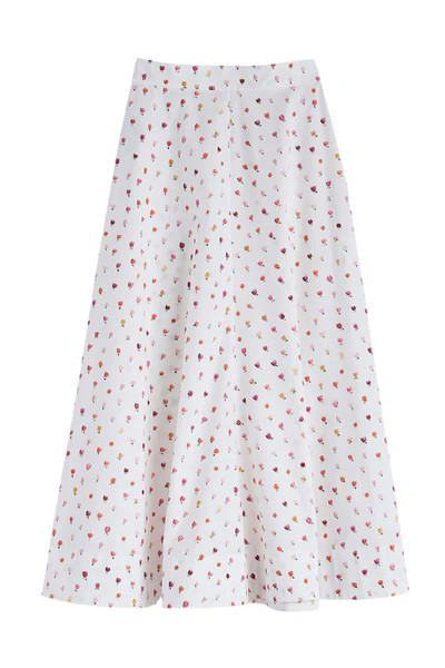 Ulbe Watercolour Tulips Poplin Skirt | Belinda International - NOT LIVE