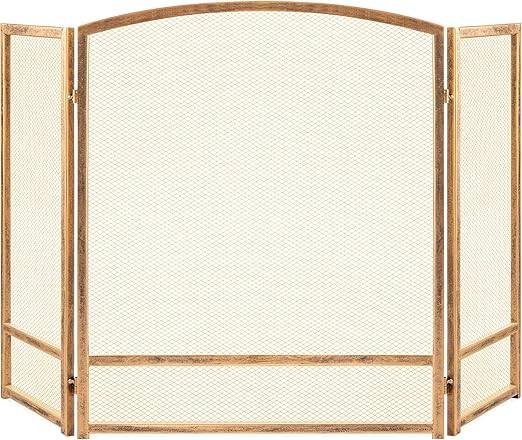 Best Choice Products 54.25x30.25in 3-Panel Simple Steel Mesh Fireplace Screen, Fire Spark Guard G... | Amazon (US)