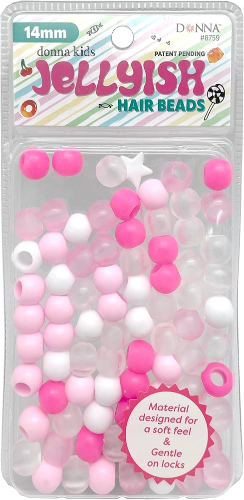 DONNA Kids Jellyish Hair Beads – Squishy, Jellyish Twist 14MM Rubber Beads, Safe & Durable Hair... | Amazon (US)