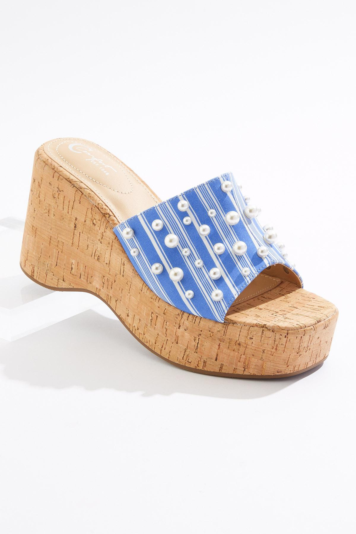 Pearl Stripe Platform Wedges | Cato Fashions