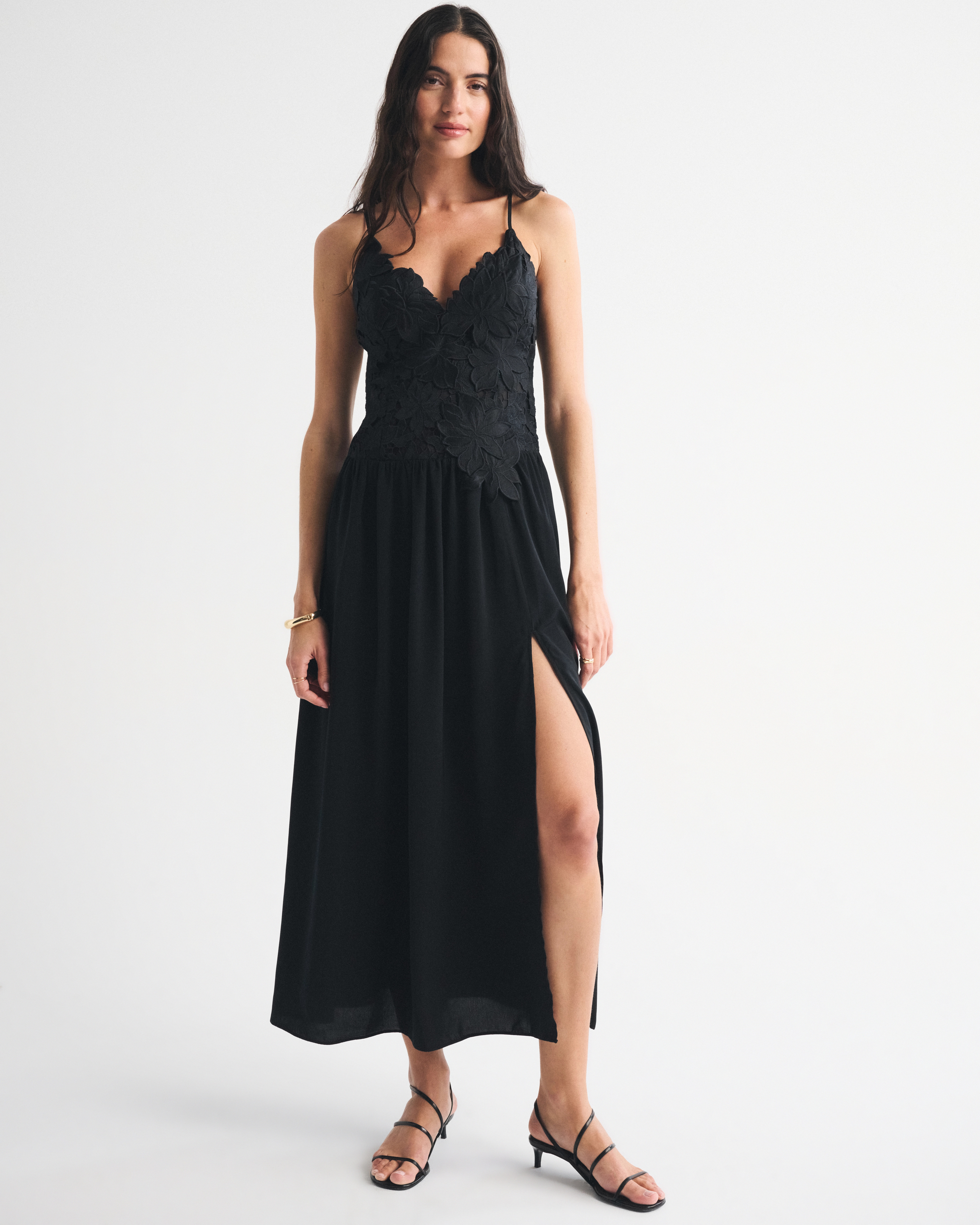 Bra-Free Applique Lace Maxi Dress | Abercrombie & Fitch (US)