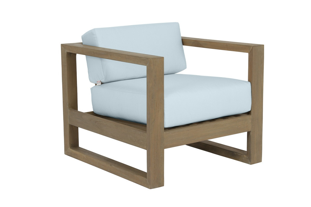 Coastal Teak Club Chair in Canvas Skyline | 1stopbedrooms