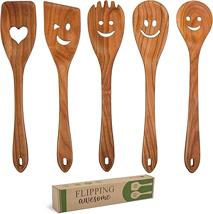 Spatula Set Cherry Wood Spurtle Supplies Cast Scraper Wooden Spoons For Cooking Smile Coocking Mu... | Amazon (US)