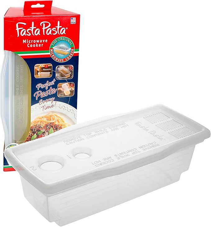The Original Fasta Pasta Microwave Cooker with Lid & Built-in Strainer-No More Messes, Waiting fo... | Amazon (US)