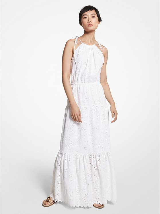 Eyelet Cotton Halter Dress | Michael Kors US