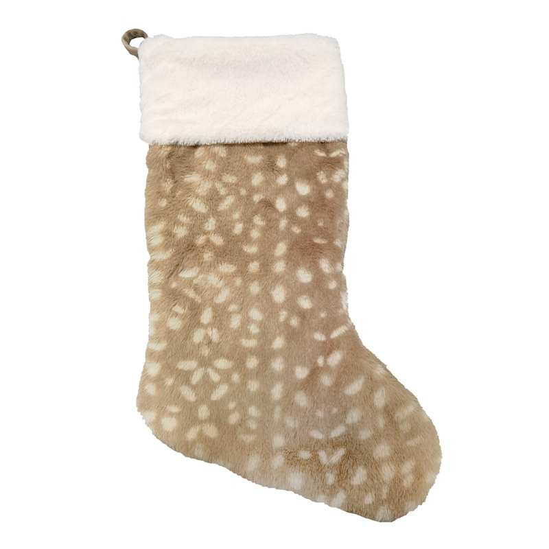 19in Fawn Fur Stocking | At Home