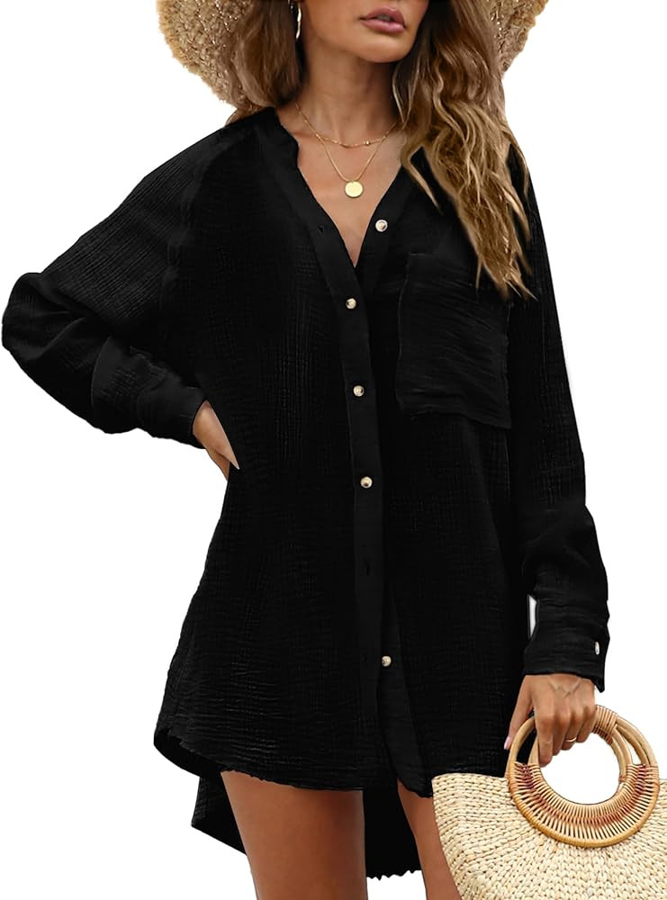 Womens Bathing Suit Cover Up Bikini Swimsuit Coverup Beach Cover Ups Button Down Shirts for Women | Amazon (US)