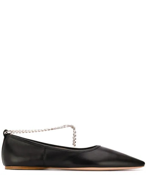 Miu Miu Crystal Embellished Ballerina Shoes - Farfetch | Farfetch (UK)