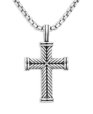 Men's Chevron Cross Pendant in Sterling Silver, 33.5mm | Bloomingdale's (US)