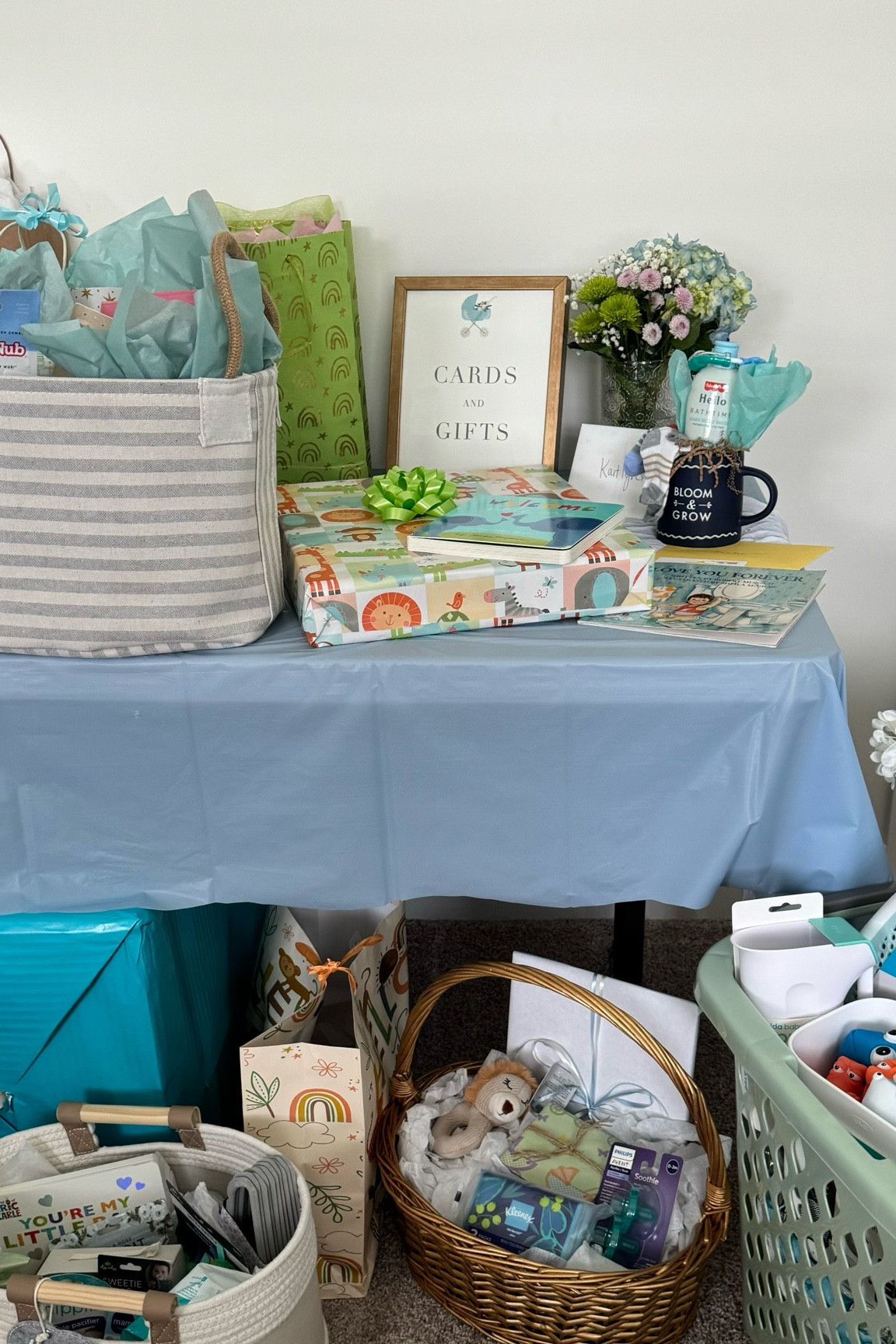 Gifts & cards table set up! Got this custom sign from minted and put together floral arrangements with vases from Amazon! Table cover was a $1 target find 🥰 

#LTKHome #LTKFindsUnder50 #LTKParties