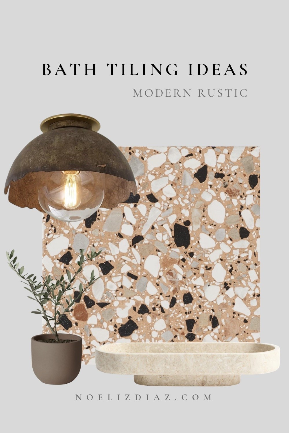 Rustic terrazzo tile ideas perfect for converting  your standard tub into a beautiful home all in shower! #bqthgoals #walkinshowertileideas