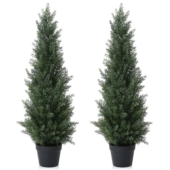 DR.Planzen Artificial Cedar Tree 2 Pack 3 ft Outdoor Artificial Topiary Cedar Plants Fake Tree UV... | Walmart (US)
