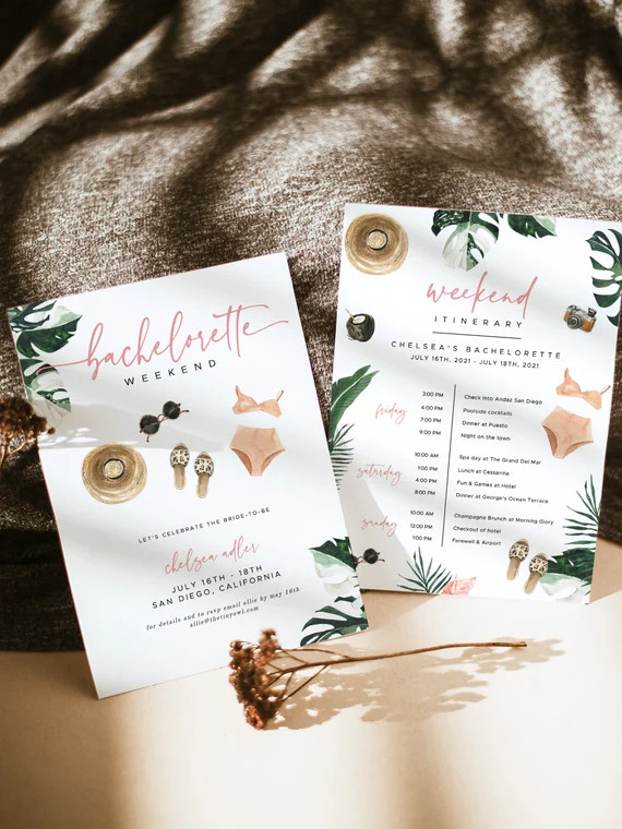 Instant Download Tropical Bachelorette Weekend Itinerary | Tropical Bachelorette Party Editable I... | Etsy (US)