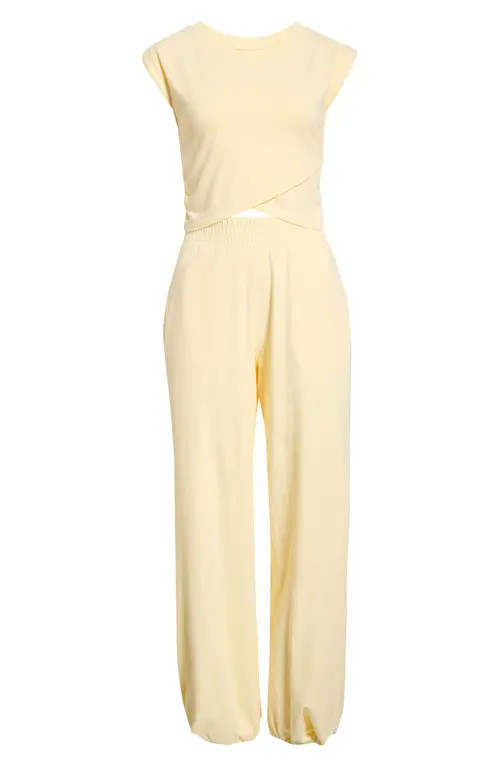 Free People FP Movement Hot Shot Crossover T-Shirt & Joggers Set in Sunlit Yellow at Nordstrom, Size X-Large | Nordstrom