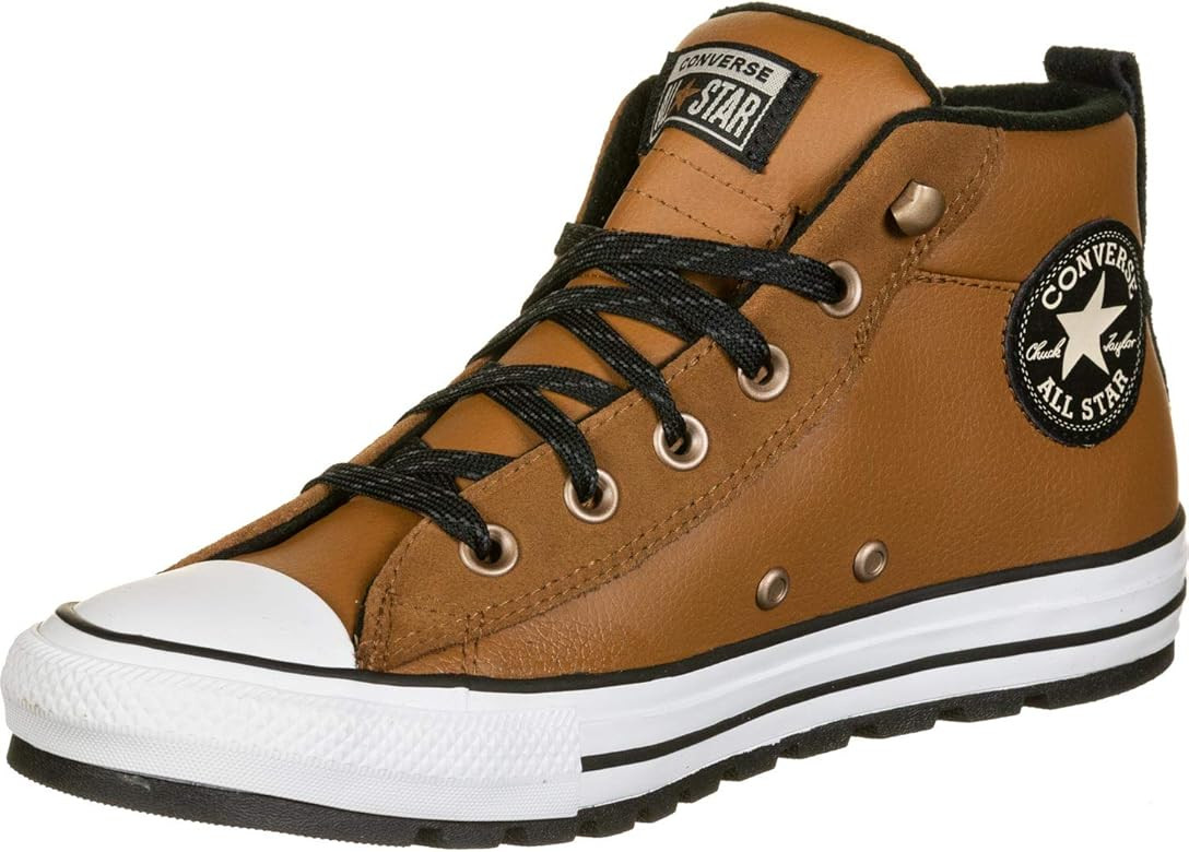 Converse Women's Chuck Taylor All Star Leather Street Mid Top Sneaker | Amazon (US)