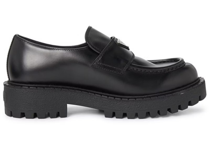 Men's Prada Lug Sole Loafer Brushed Leather Sneakers in Black | StockX