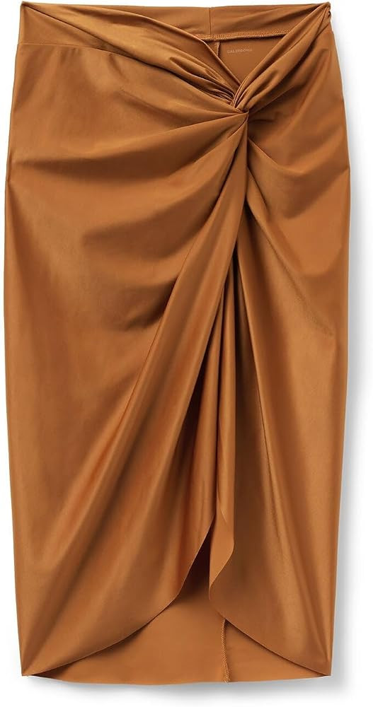 CALZEDONIA Shiny Satin Pareo Skirt Burnt Orange Skirt Cover Up Brown Skirt Beach Cover Up Amazon | Amazon (US)