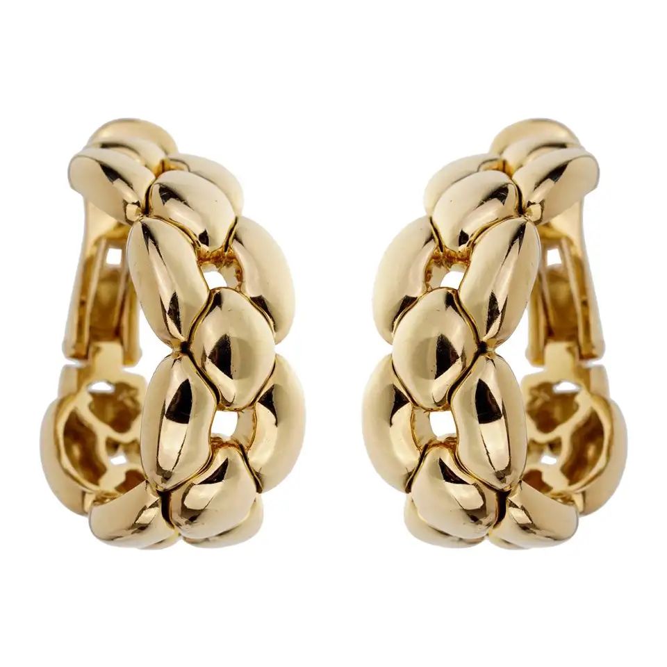 Cartier Chain Link Yellow Gold Hoop Drop Earrings | 1stDibs