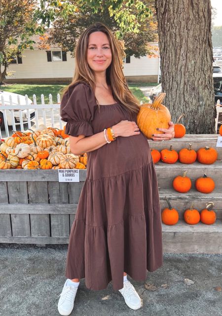 Fall dress, comes in more colors, sized up one size to fit the bump, puff sleeve dress, fall maxi dress, under $70, apple picking outfit, madewell sneakers 

#LTKxMadewell #LTKSeasonal #LTKfindsunder100