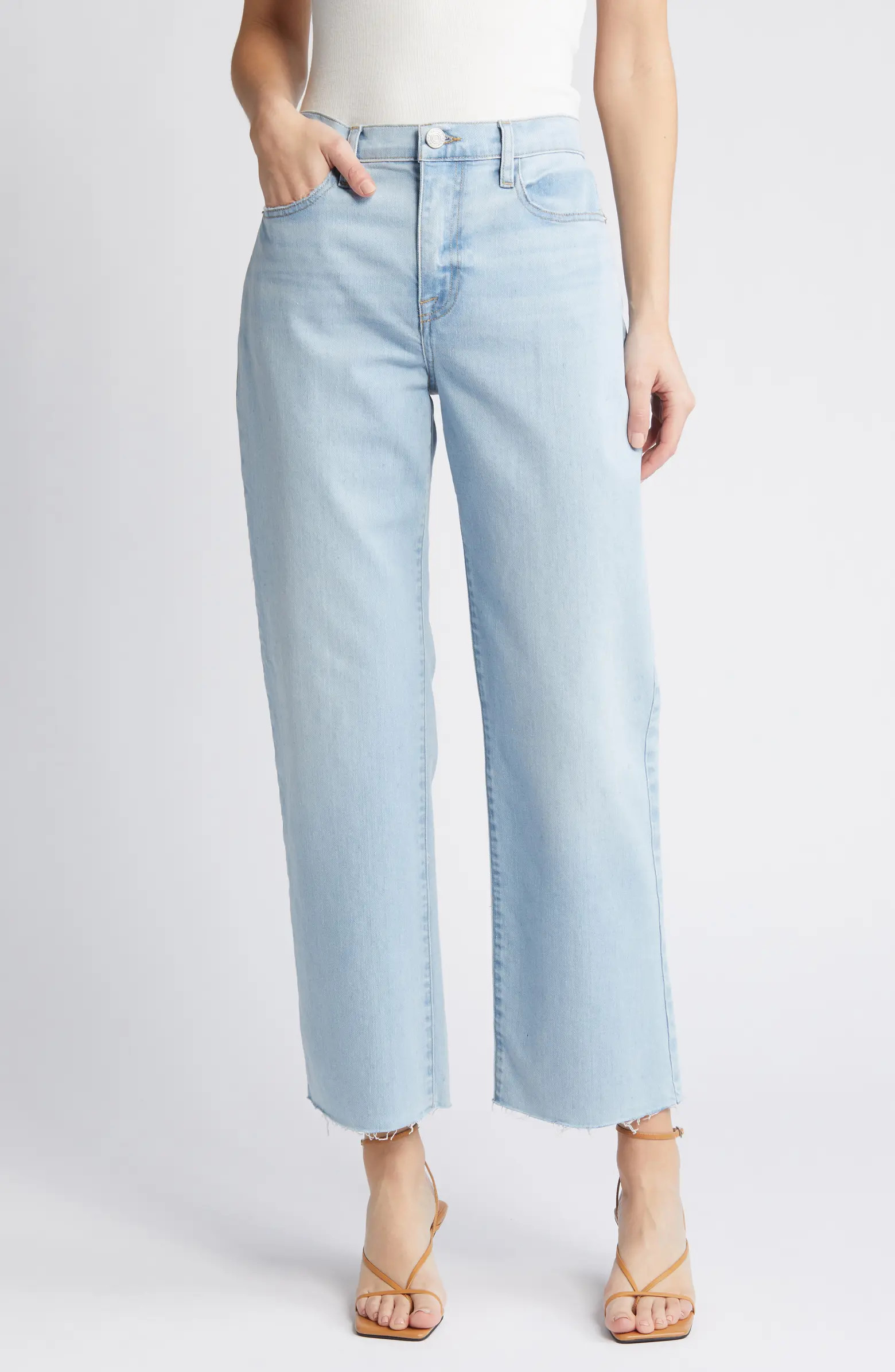Le Jane High Waist Raw Hem Ankle Straight Leg Jeans | Nordstrom
