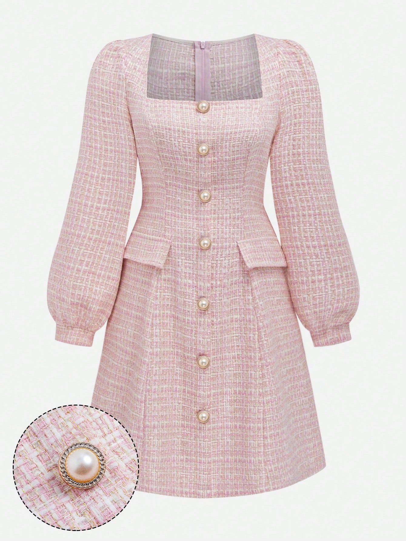 SHEIN MOD Plus Size Boothals Lange Mouw Getextureerde Wollen Elegante Jurk | SHEIN