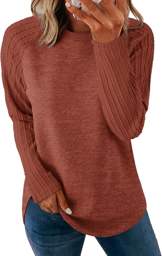 SAMPEEL Sweatshirt for Women Long Sleeve Shirts Crewneck Sweaters Fall Fashion Outfits 2025 Trend... | Amazon (US)