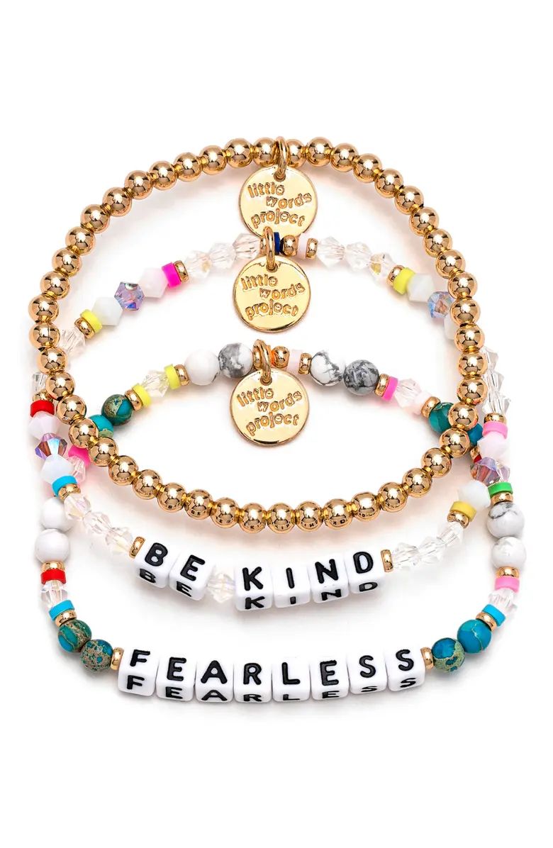 Be Kind/Fearless Set of 3 Stretch Bracelets | Nordstrom