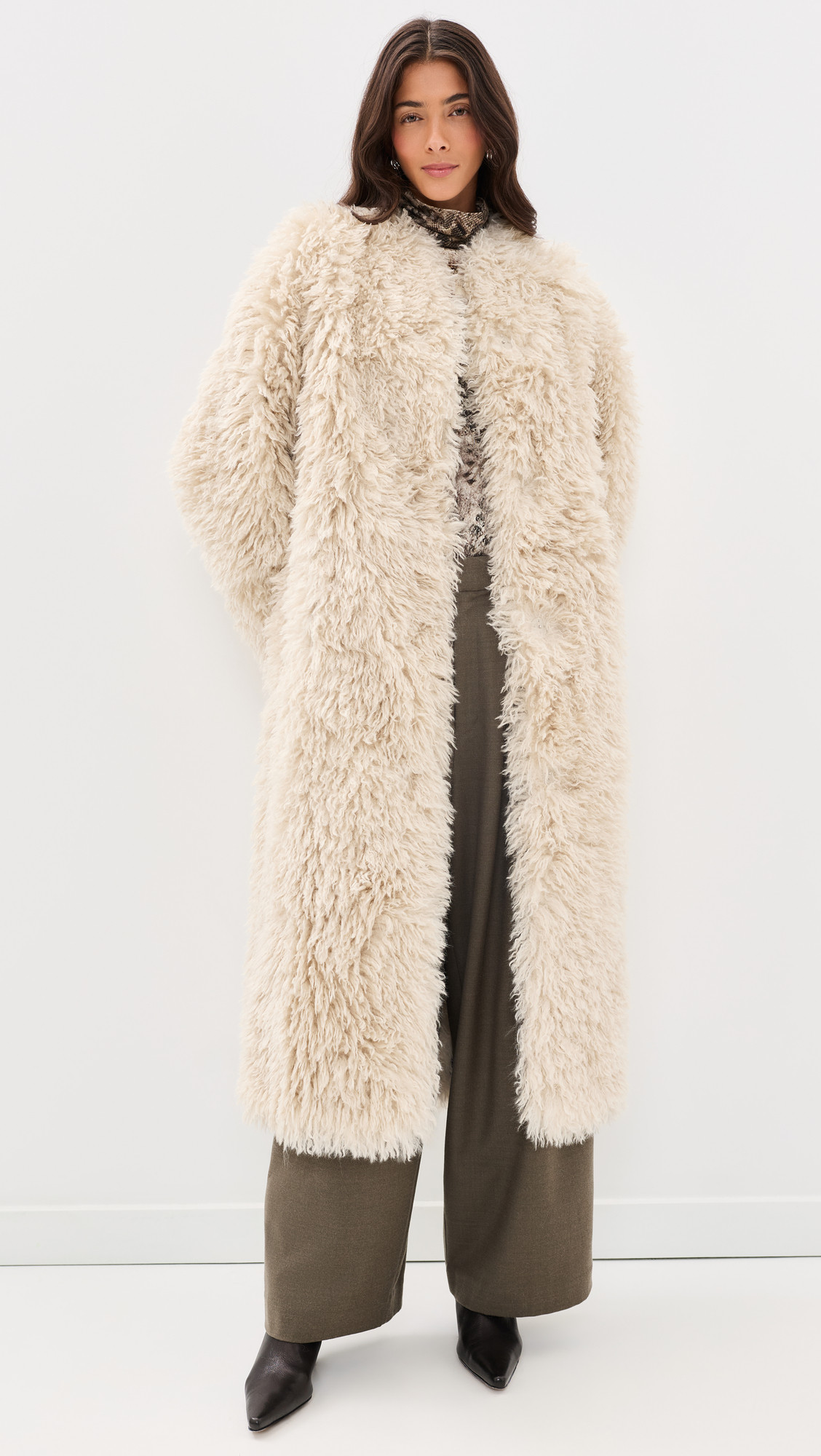 Stand Studio Carolina Faux Fur Coat Off White 44 | Shopbop