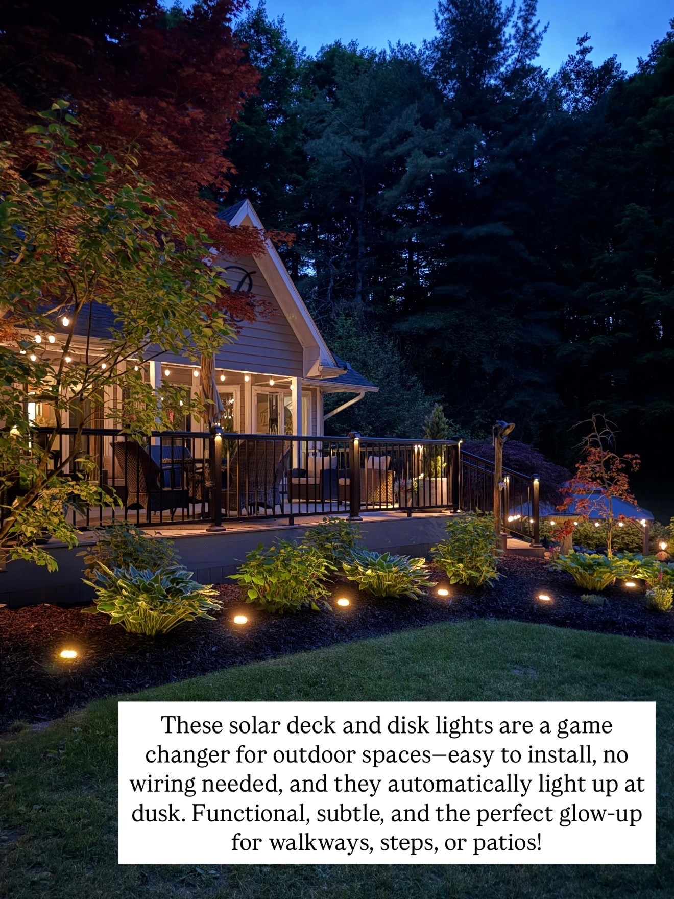 Solar Deck & Disk Lights

Follow @farmtotablecreations on Instagram for more outdoor decorating ideas and home finds.

If your outdoor space feels a little flat after sunset, these solar deck and disk lights are such an easy upgrade. They automatically turn on at dusk, require no wiring, and add the prettiest glow along walkways, garden beds, decks, and patios. It’s one of those simple additions that makes your entire outdoor space feel more custom and inviting at night.

#amazonhomefinds #outdoorlighting #solarlights #patiodecor #gardenlighting

#LTKSeasonal #LTKHome #LTKSaleAlert