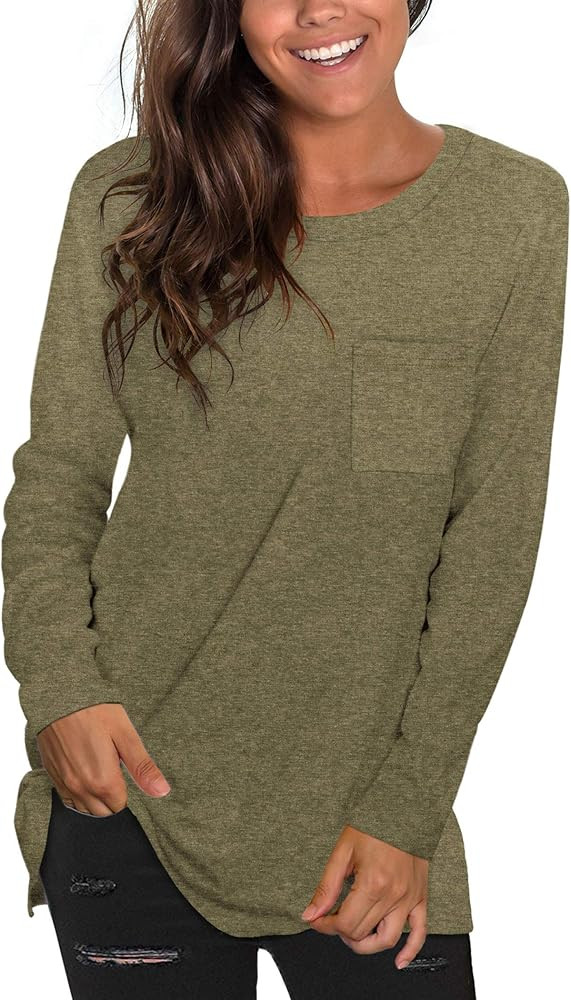 NSQTBA Womens Long Sleeve Shirts for Leggings Tops Loose Fitting Fall Clothes | Amazon (US)